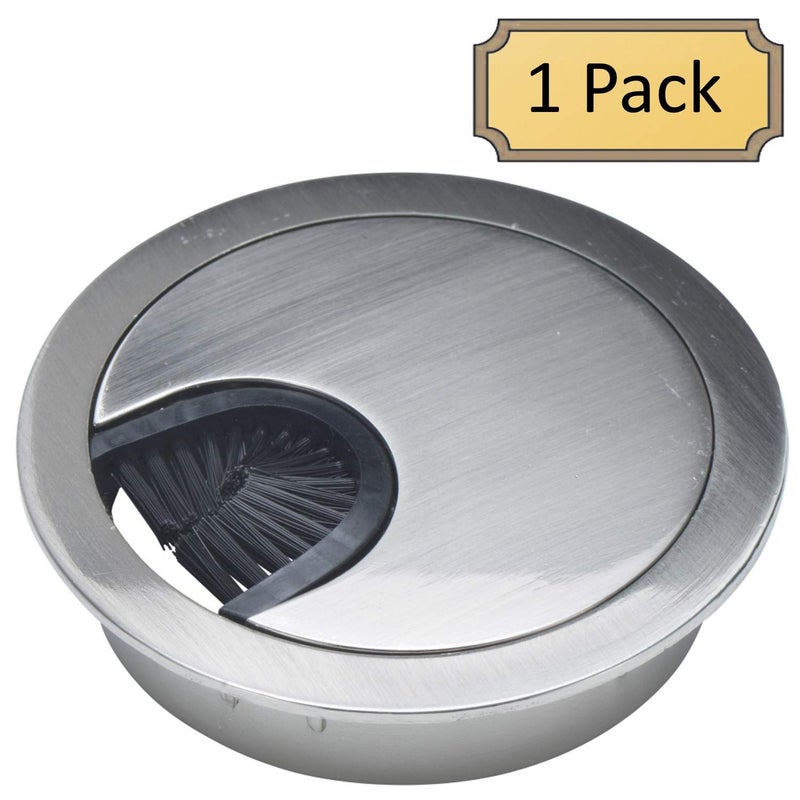 Desunia Satin Nickel Metal Cable Grommet | 2 Piece "Lock in" Feature with "Brush" Opening for Management of Office & Computer Desk Wires | 60mm (2 3/8") Hole Opening | 1 Pack - Image 3